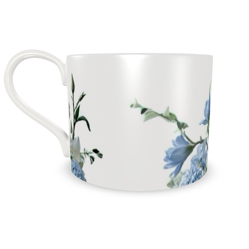 Blue and white hydrangea Cup and Saucer