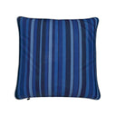 Blue Hues Stripes Velvet Cushion (front view).