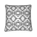 Zuko velvet black and white patterned cushion front.