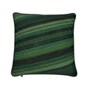 Green hues diagonal striped velvet cushion front.