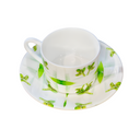 Gumleaf Green Coffee Cup and Saucer. Hand made Bone China. Suitable for both Coffee and tea.