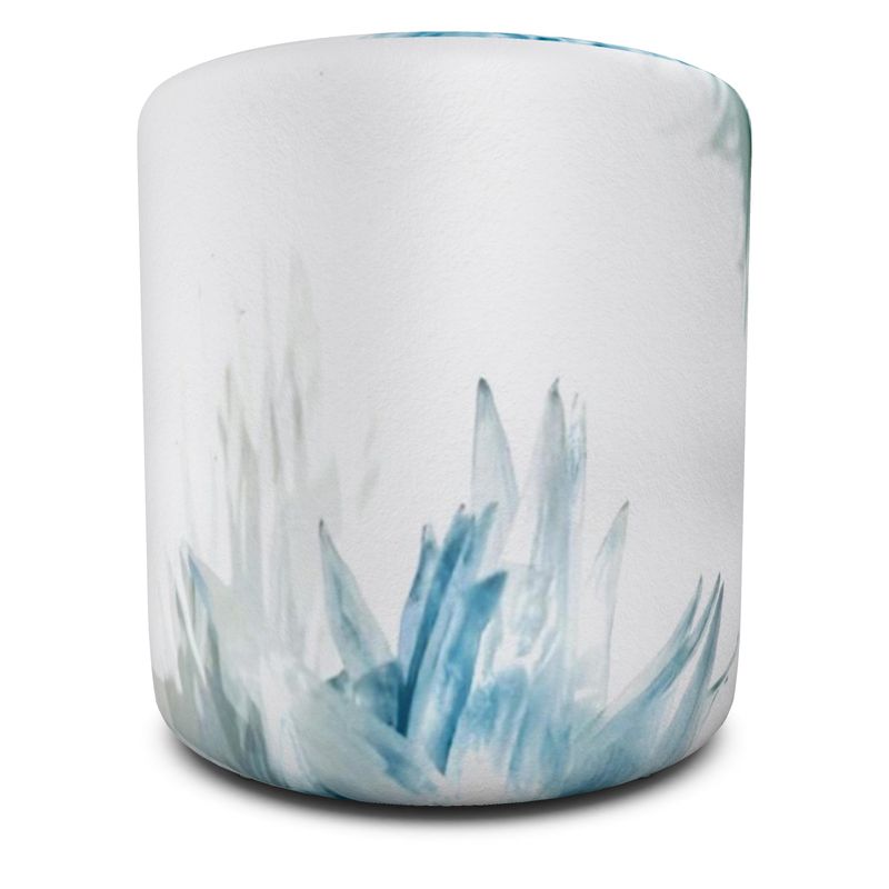 Evon Blue Round Pouffe, a stunning addition to any luxurious lounge or bedroom. Blue and white elegant ottoman.