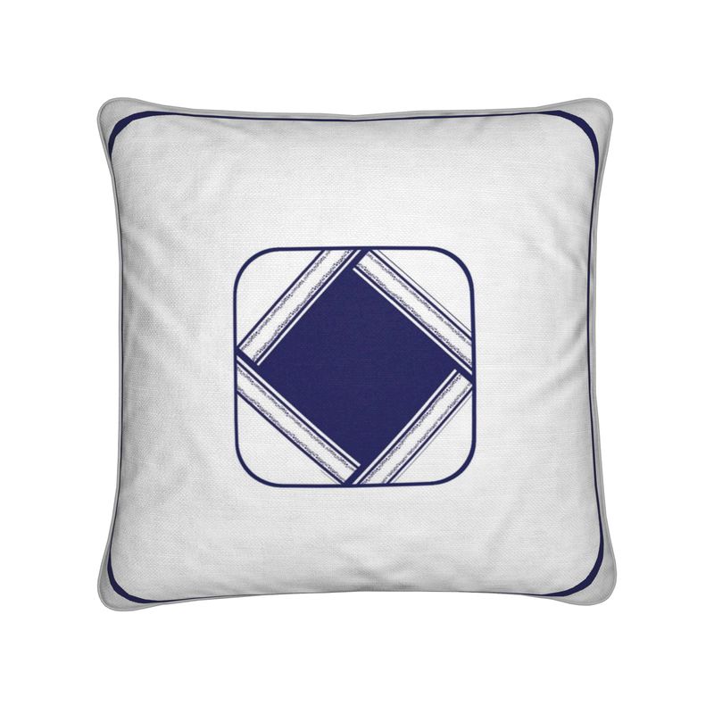 complement your sophisticated aesthetic with this navy blue and white diamond cotton linen cushion. Also available in mayfair herringbone fabric. hand made to order.