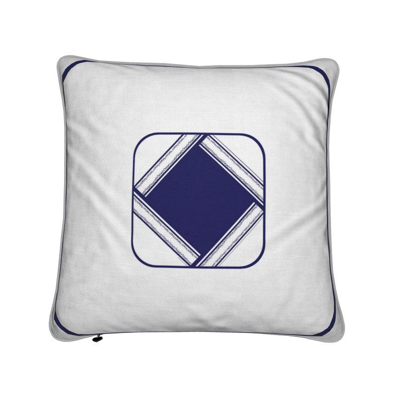 Cushion Blue and white diamond cotton linen