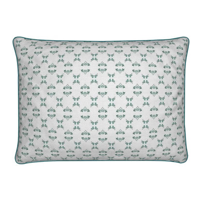 Green and White cotton linen cushion