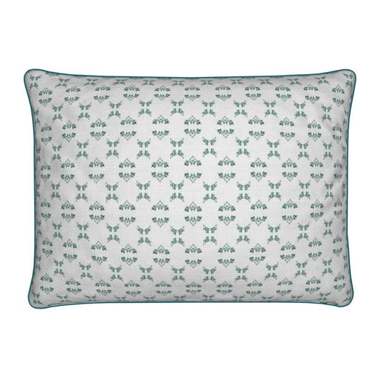 Green and White cotton linen cushion