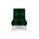 Emerald Green occasional chair. Its bold green forest hue and striking pattern add a playful yet sophisticated touch to any room, exuding opulence and charm. Front.