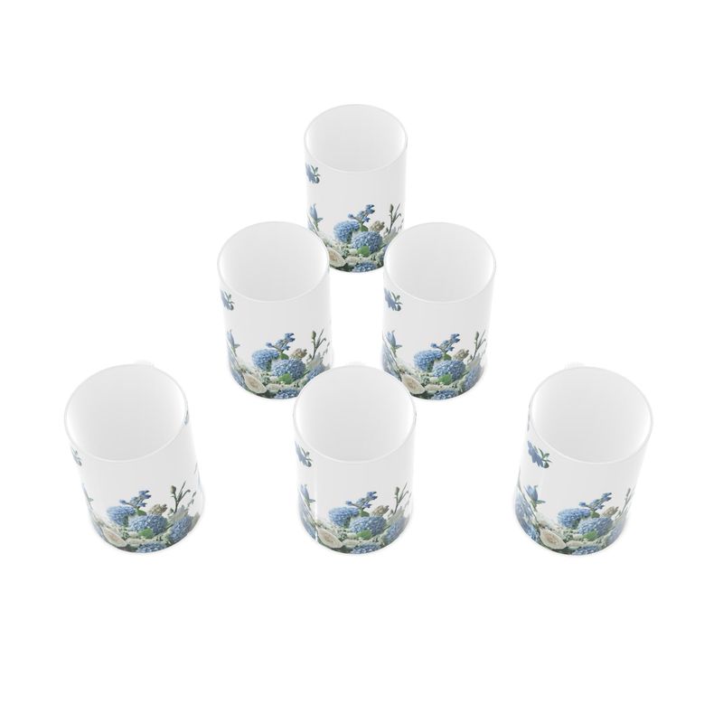 Blue and white Hydrangea coffee mug set