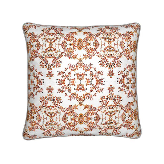 Terracotta and White velvet cushion