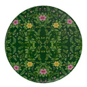 Green forest Ottoman (pouffe) Soft Furnishing Velour Fabric,42 cm tall. handmade. top view.