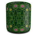 Green forest Ottoman (pouffe) Soft Furnishing Velour Fabric,42 cm tall. handmade. back view.