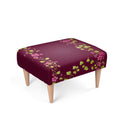 Burgundy footstool. Handmade with 100% poly velour, durable, Beech wood frame &amp; legs, 38 cm in height. back view.