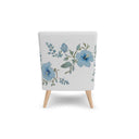 Evon Blue Hibiscus occasional chair. Impeccably designed with expert craftsmanship and upholstered in delicate, fire-rated chichi furnishing velour. Backview.