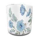 Evon blue hibiscus Ottoman (pouffe) Soft Furnishing Velour Fabric,42 cm tall. handmade. front view