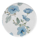 Evon blue hibiscus Ottoman (pouffe) Soft Furnishing Velour Fabric,42 cm tall. handmade. top view.