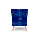 Cobalt blue occasional chair, upholstered in a stunning cobalt blue hue, this occasional chair offers both style and durability. Made with a high-quality fire-rated chichi furnishing velour fabric. Back view.
