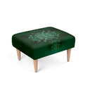   Emerald Green footstool. Handmade with 100% poly velour, durable, Beech wood frame &amp; legs, 38 cm in height. front view.