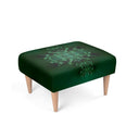 Emerald Green footstool. Handmade with 100% poly velour, durable, Beech wood frame &amp; legs, 38 cm in height. back view.