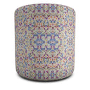 wildflowers colourful ottoman. a mixture of pastel colours. Backview.