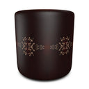  Enoch Pouffe ottoman features a brown base adorned with a beige pattern and copper red highlights. 