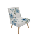 Chair with blue hibiscus floral pattern on a white background
