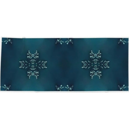 Large  bath towel microfibre and  cotton towel long blend. Teal with  floral inspired design on front side. Off white edging and white back. Available in 2 sizes. Soft and elegant. 