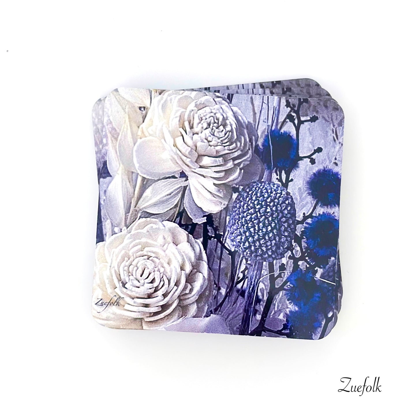 Blue and white Coasters  are Hand made 
Heat resistant, durable
Super sharp beautiful high quality permanent print
Glossy surface with hard wooden base which will protect the surface of your furniture 
Easy to care for and maintain