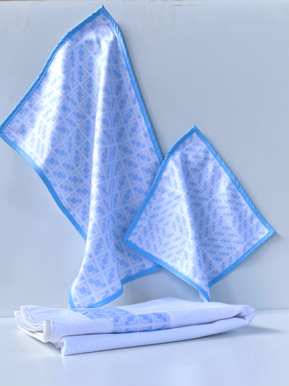 Strip towels Evon Blue and White