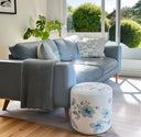 Blue Hibiscus Pouffe Ottoman Round