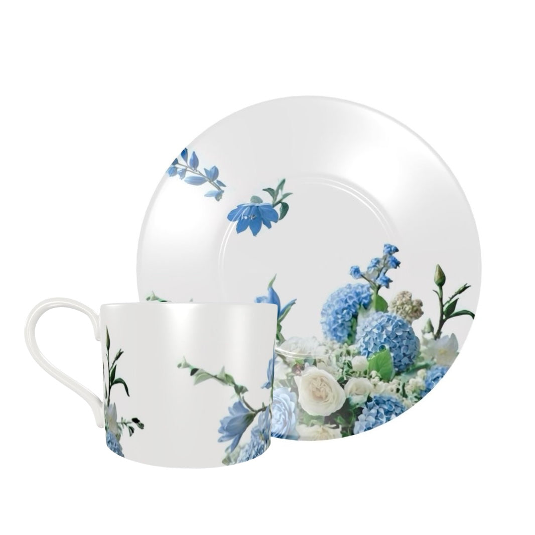 Blue and White Hydrangea Coffee/ tea cup
And saucer. Stunning Bone China 