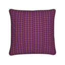 Burgundy patterned cushion back handmade with  mayfair herringbone fabric.