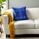 Cobalt blue velvet cushion. 