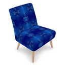 Cobalt blue occasional chair, upholstered in a stunning cobalt blue hue, this occasional chair offers both style and durability. Made with a high-quality fire-rated chichi furnishing velour fabric. Side view. 