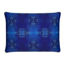 Cobalt blue velvet rectangle cushion back with piping.