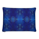 Cobalt blue velvet rectangular cushion. 

