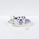 Evon Blue Siirlingia Coffee Cup and saucer Handmade Bone China 