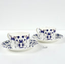 Evon Blue Siirlingia Coffee Cup and saucer Handmade Bone China ( Set Of 2)