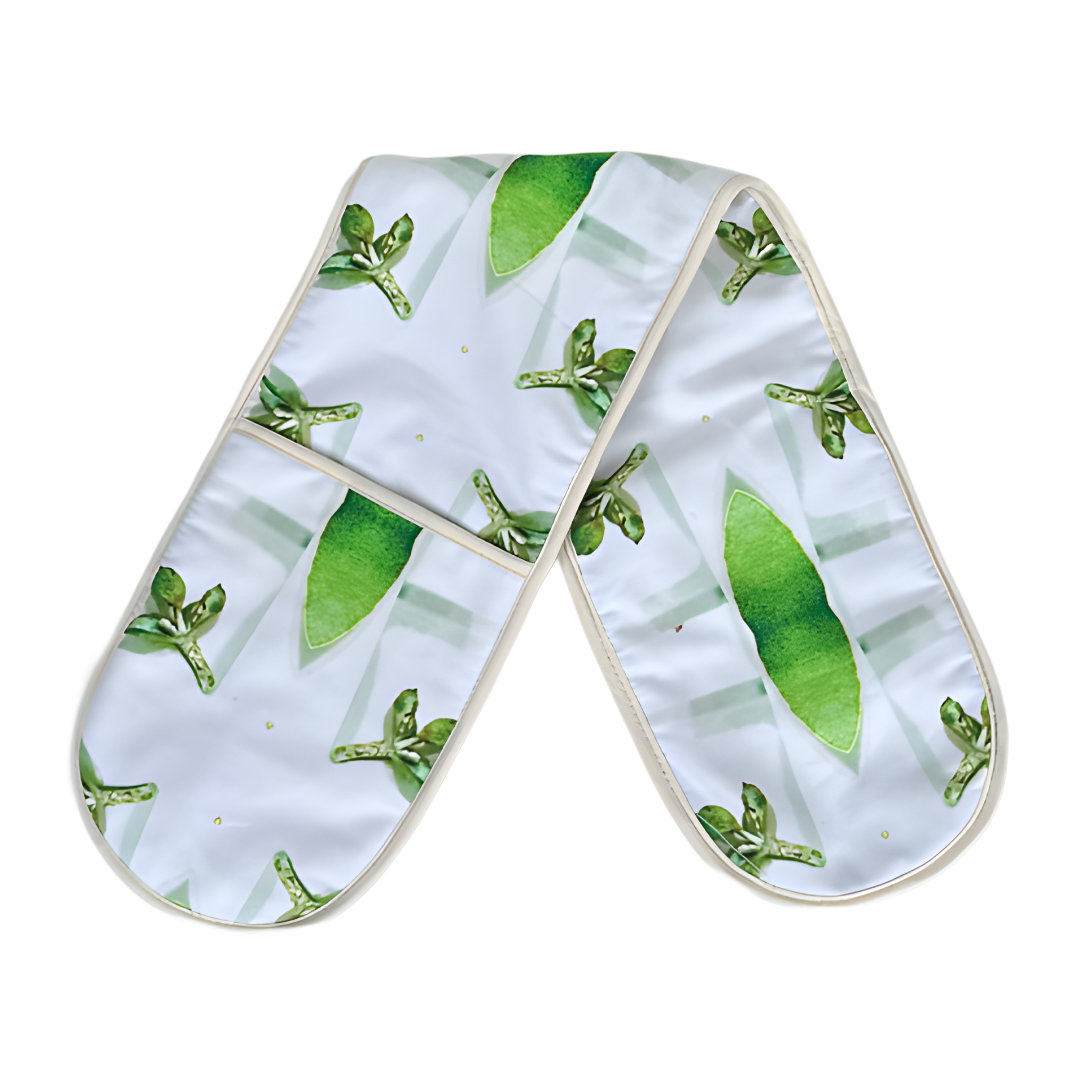 Gumleaf Green Double oven glove. Stunning Green and white cotton fabric. 