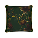 Emerald green and gold velvet cushion back.