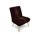 Occasional Chair in brown features a beige patterned design. Side view. 