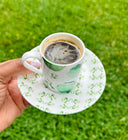 Eucalyptus Espresso cup and saucer in fine bone China. 