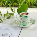 Eucalyptus Espresso cup and saucer. Fine bone china.