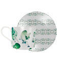 Eucalyptus Green Coffee Cup and saucer. Stunning leafy green and white bonechina