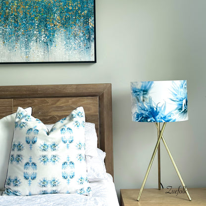 Elegant Stunning Blue And white lampshade . Floral Design.  bedroom styling with Evon blue Cushion