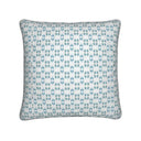 Evon blue cotton linen cushion, beautiful blue floral pattern on cushion front.