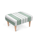 Green and white striped footstool, handcrafted , 100% velour furnishing fabric. 