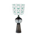 Green and white patterned drum lampshade.