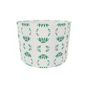 Green and white patterned drum lampshade.