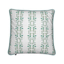 Green and white Gumleaf green cotton linen cushion back. 