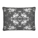  Grey magnolia velvet cushion.